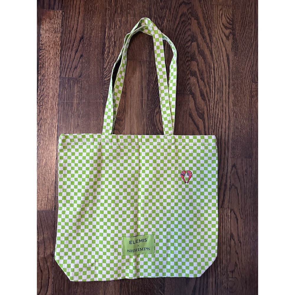 Elemis x Shrimps Tote Bag OS Green Excellent Checkered Recycled Cotton Shrimp